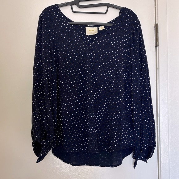 Anthropologie Maeve Pernille Tie-Sleeve Blouse in Navy Blue XS - Picture 6 of 9